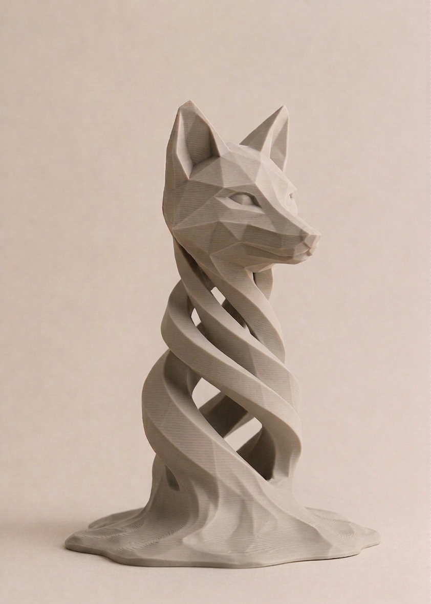 Modern Twisted Fox Sculpture