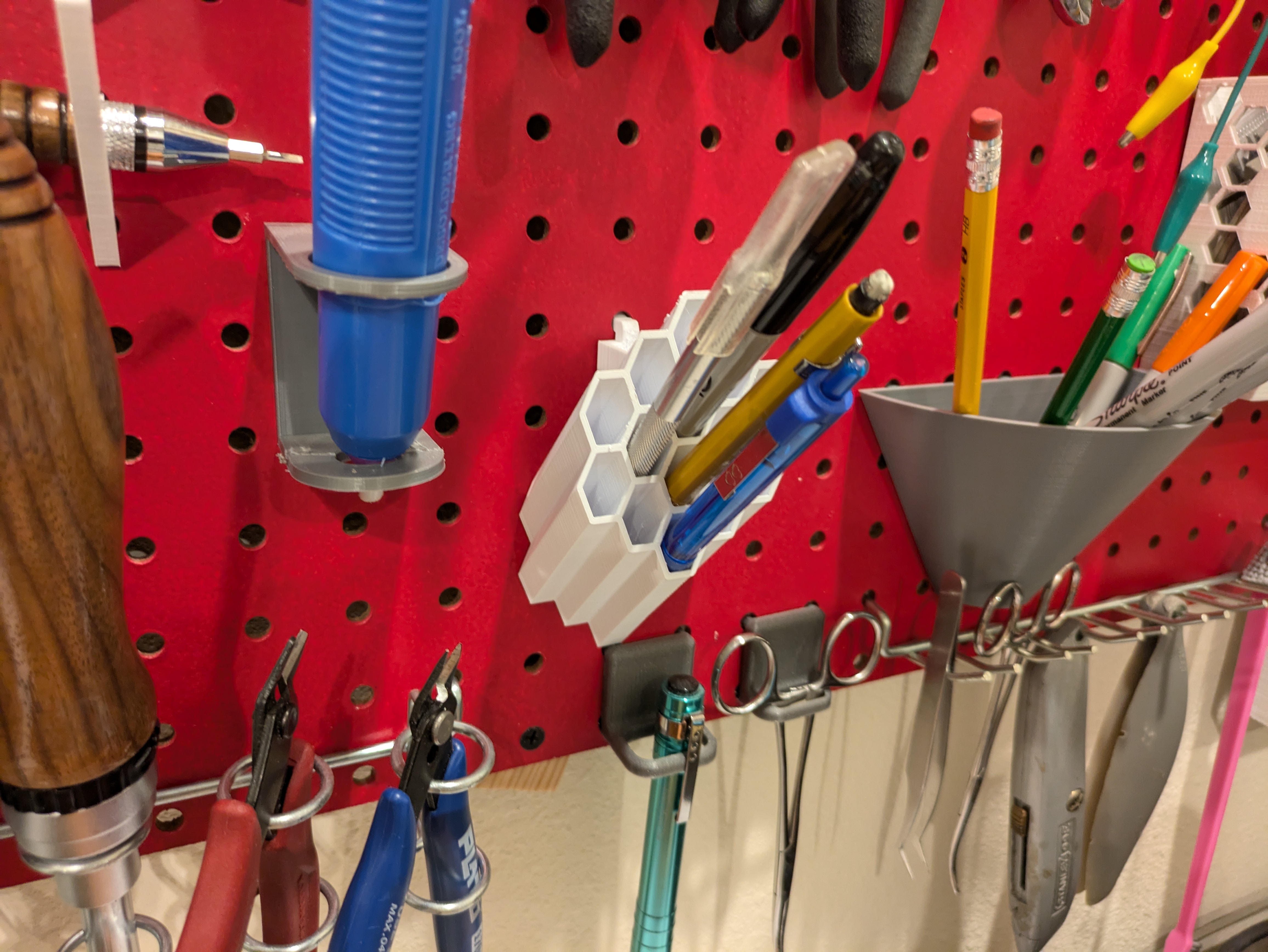 Peg Board Hex Pen Holder