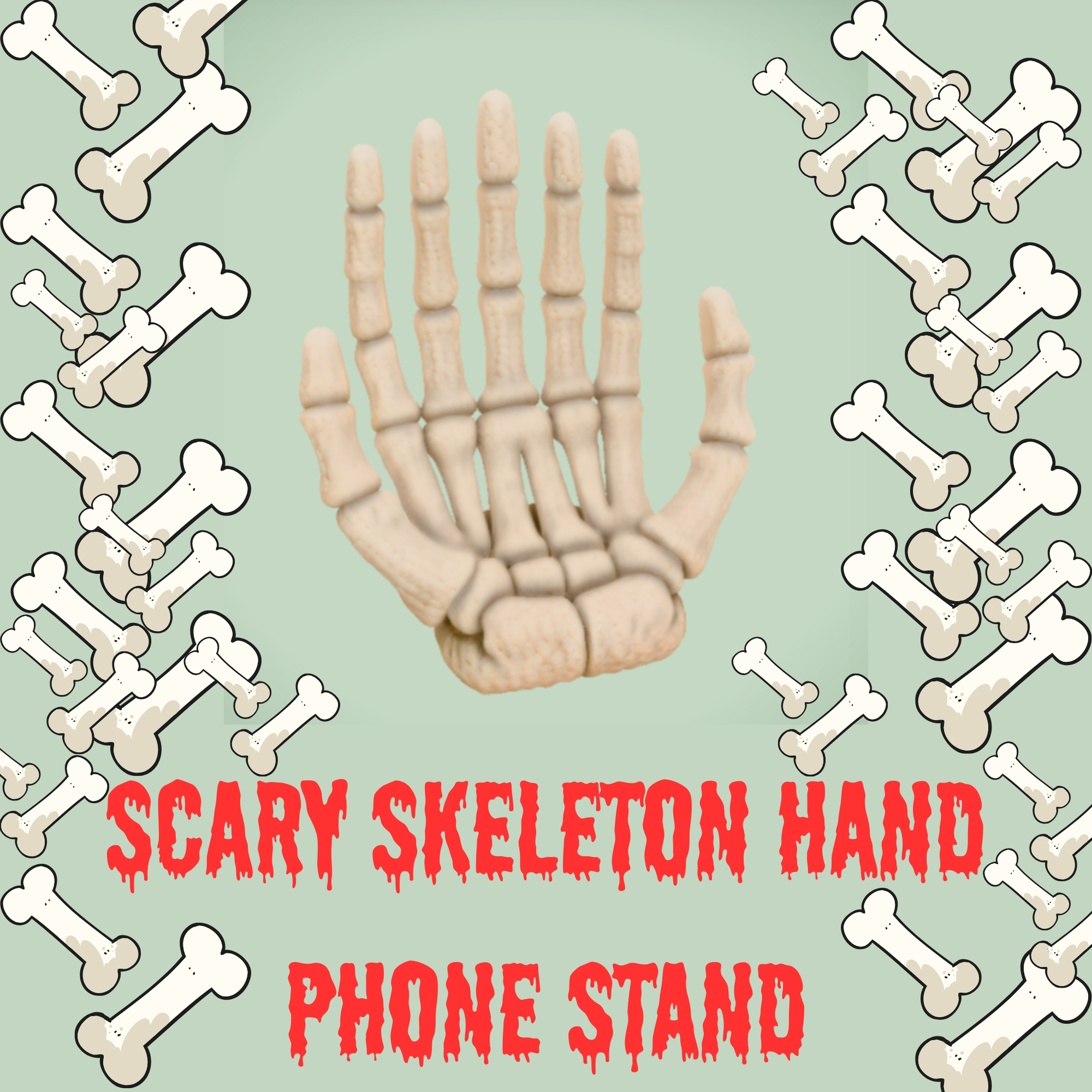 Scary telephone stand - Skeleton hand - Halloween home decor