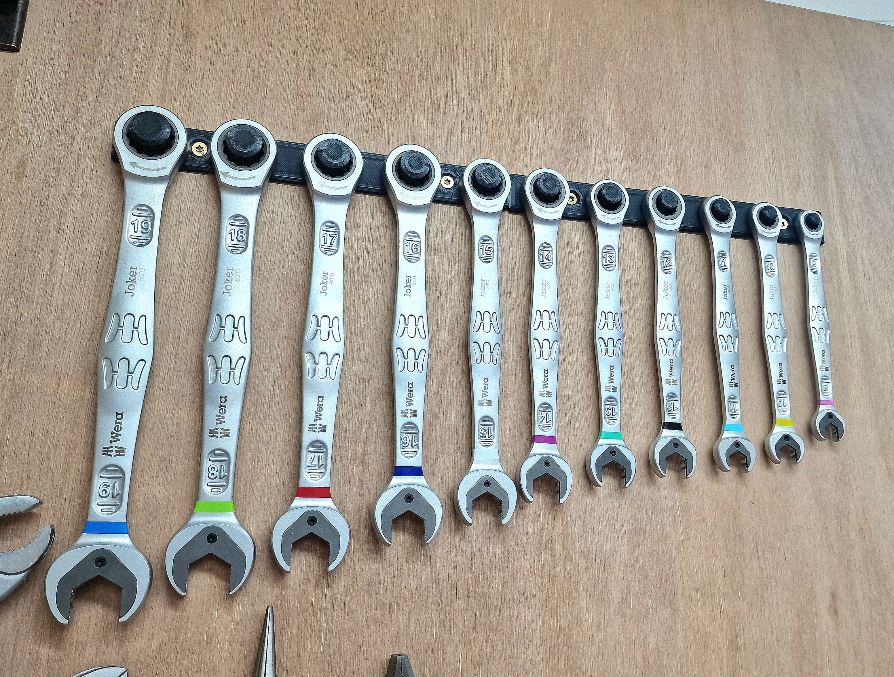 Wera Joker 6000 Series Ring Ratchet Wrench Holder 8-19mm 11 piece holder Works for other brands too.