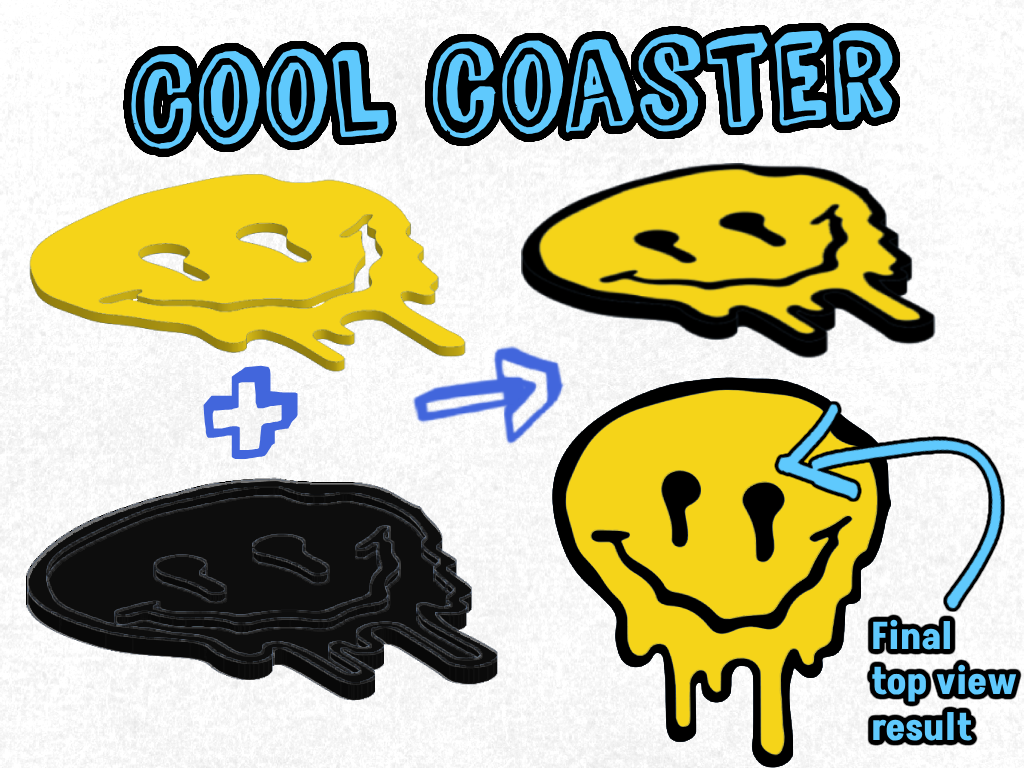 Melting Smiley Face Coaster | Interlocking Color Pieces — thumbnail 2