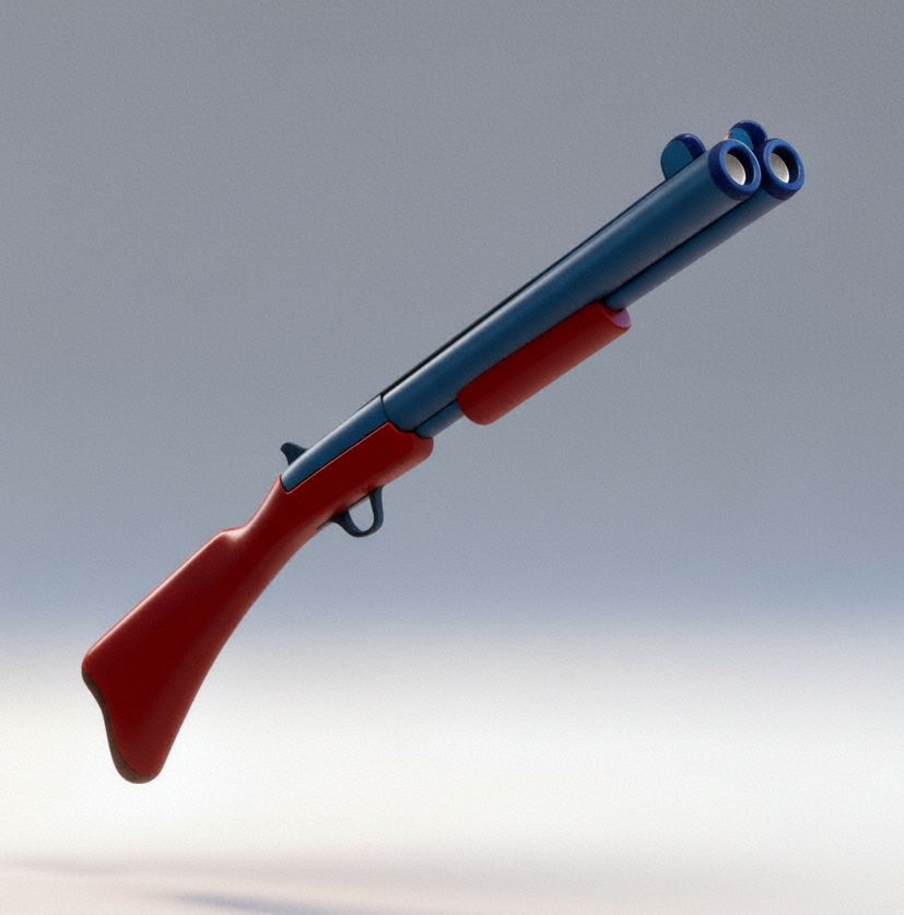 Double barrel cartoon shotgun 3D model