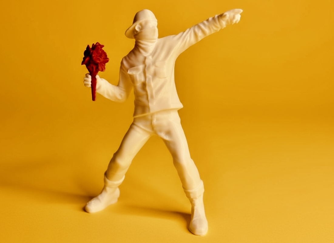 Banksy Sculpture - love is in the air - no AMS