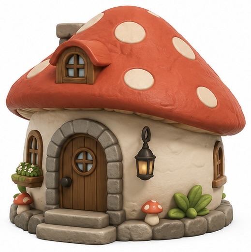 Whimsical Mushroom House – Cute Fantasy Cottage Decoration
