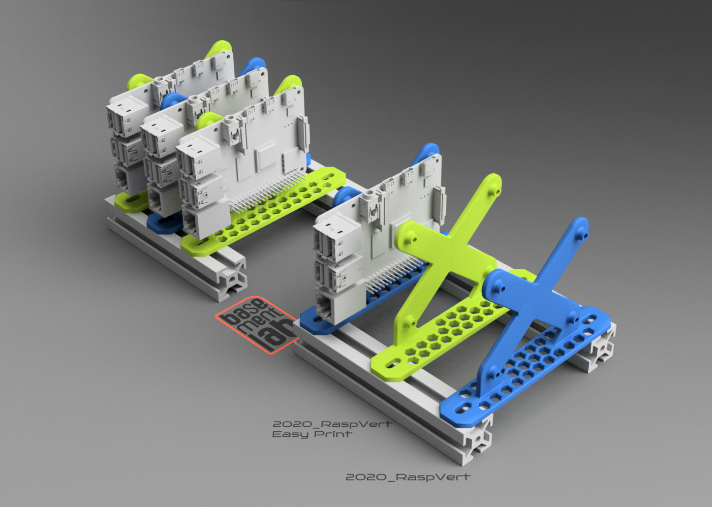 Raspberry Pi 3/4/5 2020 Profile vertical Stand alone / Cluster - Supporto Verticale per profilo 2020