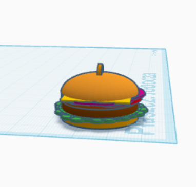 a 3 cm Haburger-shaped keychain