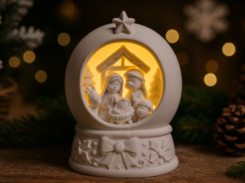 Miniatura 2 do modelo 3D Weihnachtskrippe Schneekugel