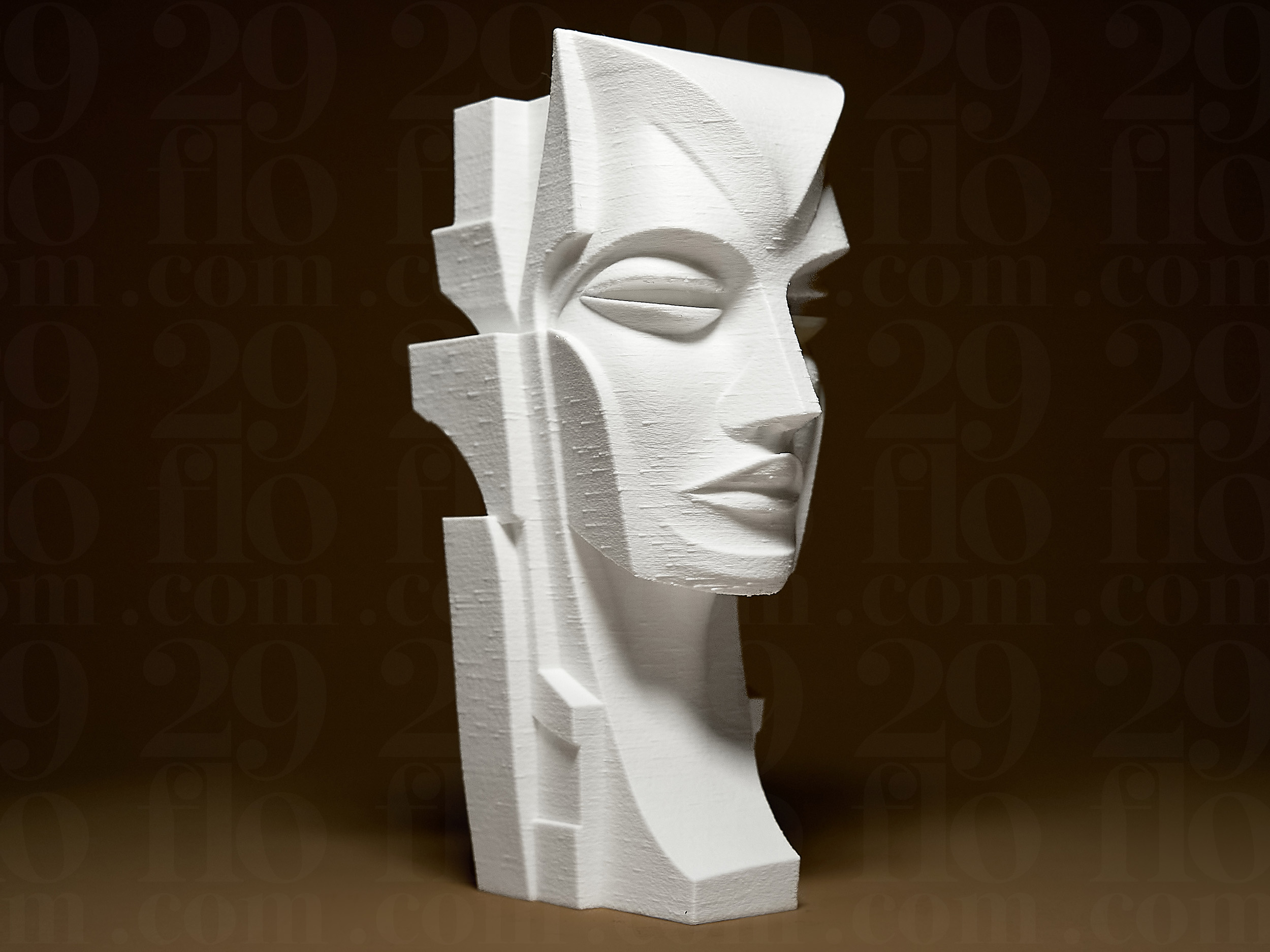 Geometric Woman Head Sculpture
