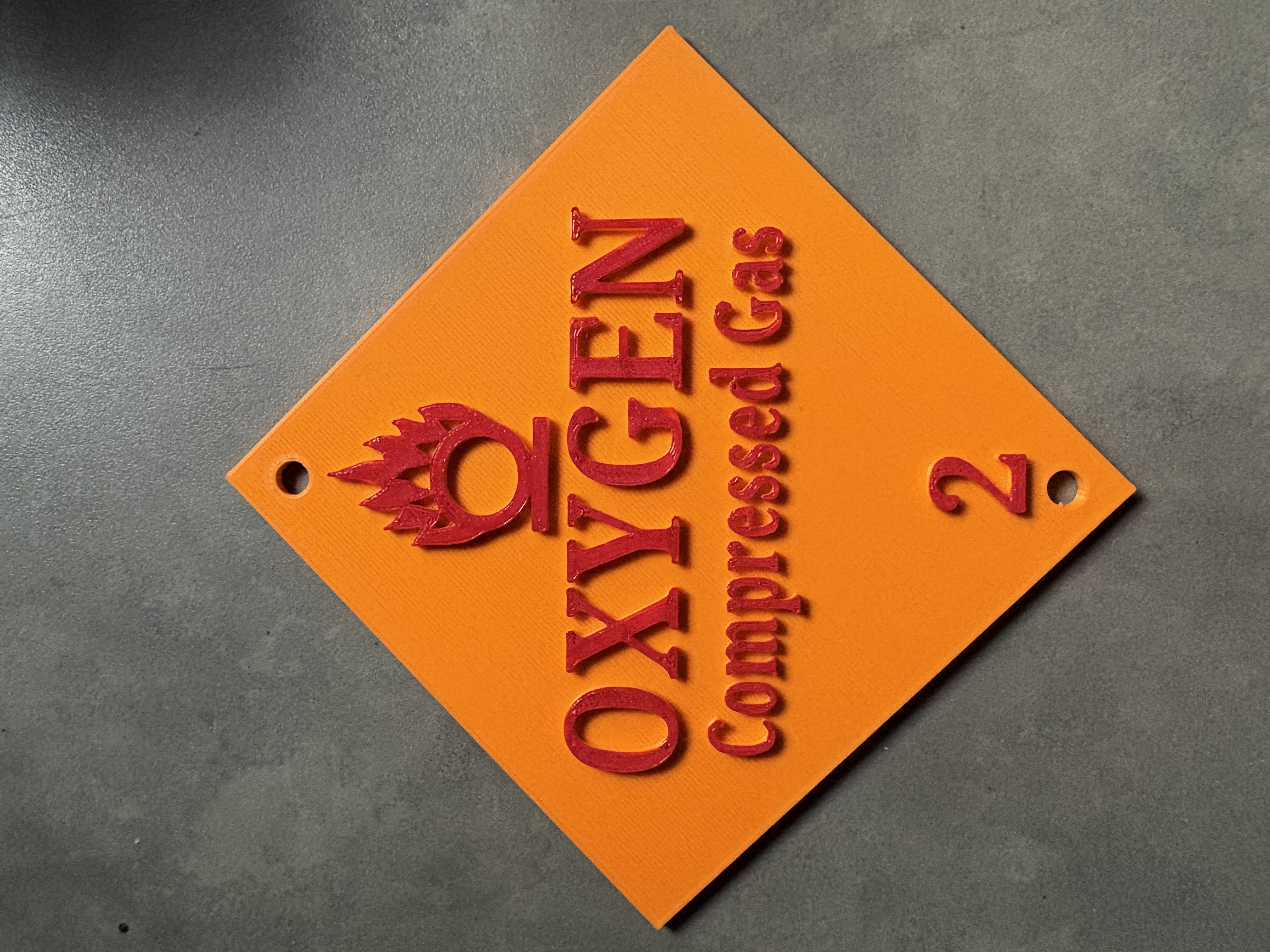 Oxygen Tank - Clip on Label