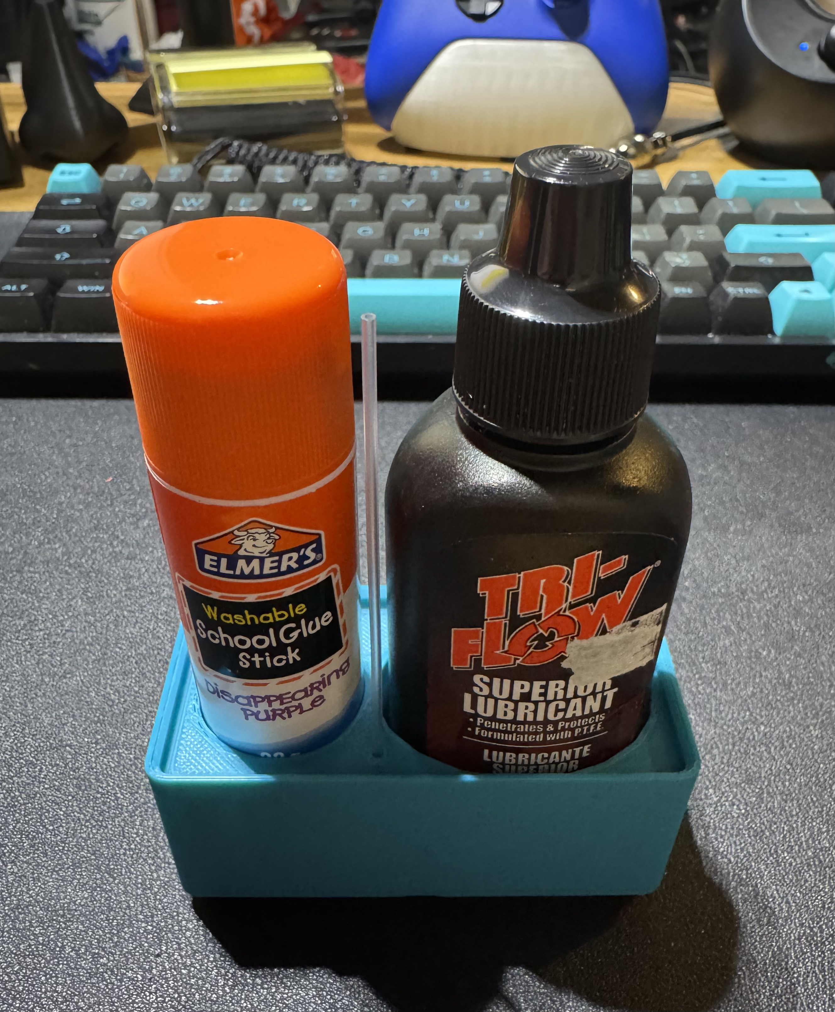 Gridfinity Tri-Flow Lube and Gluestick Holder