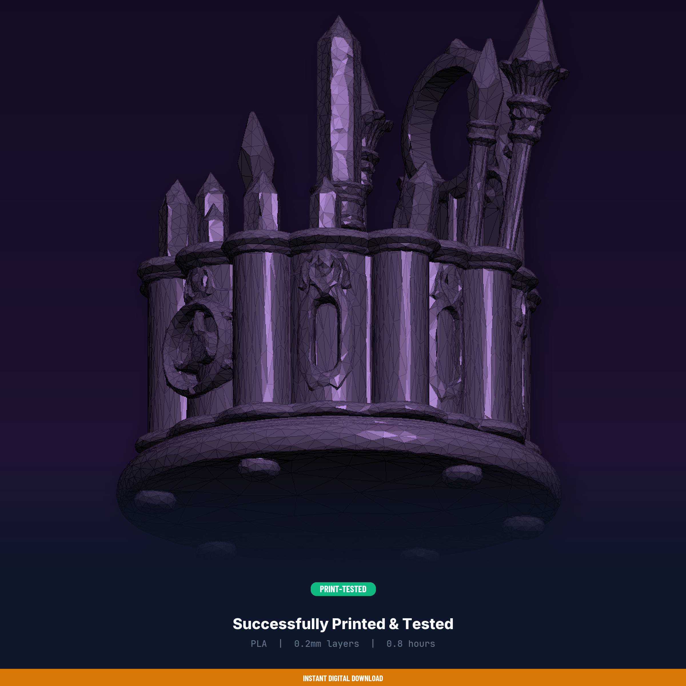 Holder For Crystal Points And Towers, Multiple Slots, Moon Phase - 3D Printable STL File — miniatura 8
