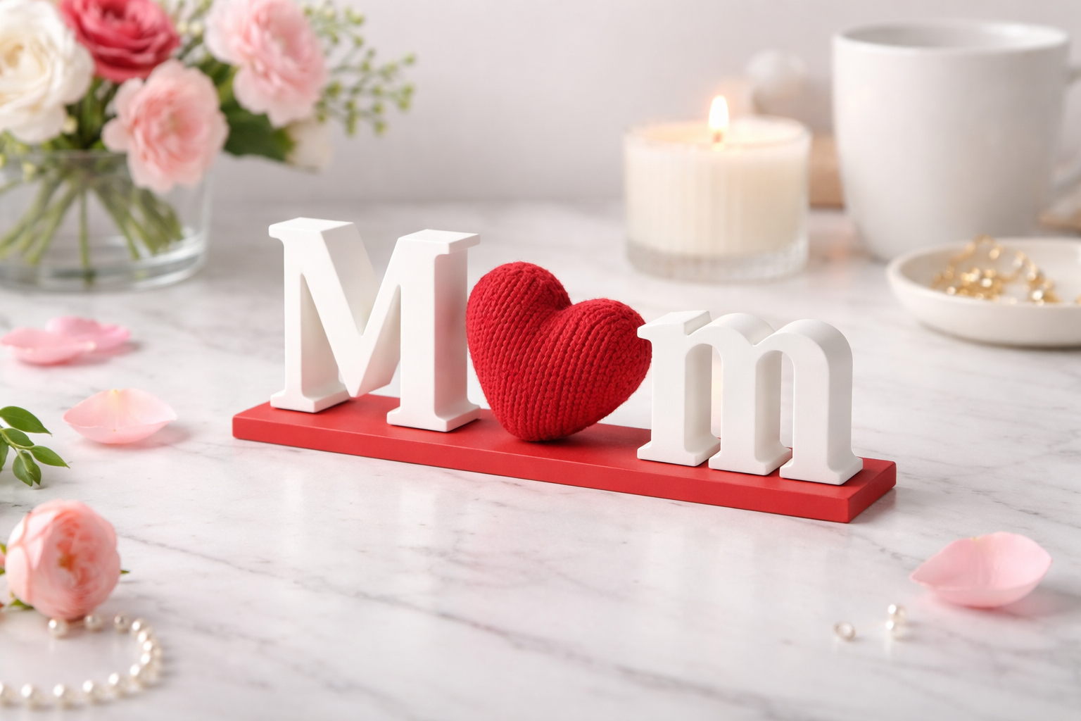 Minimalist Mother's Day Art with Textured Heart 3D model