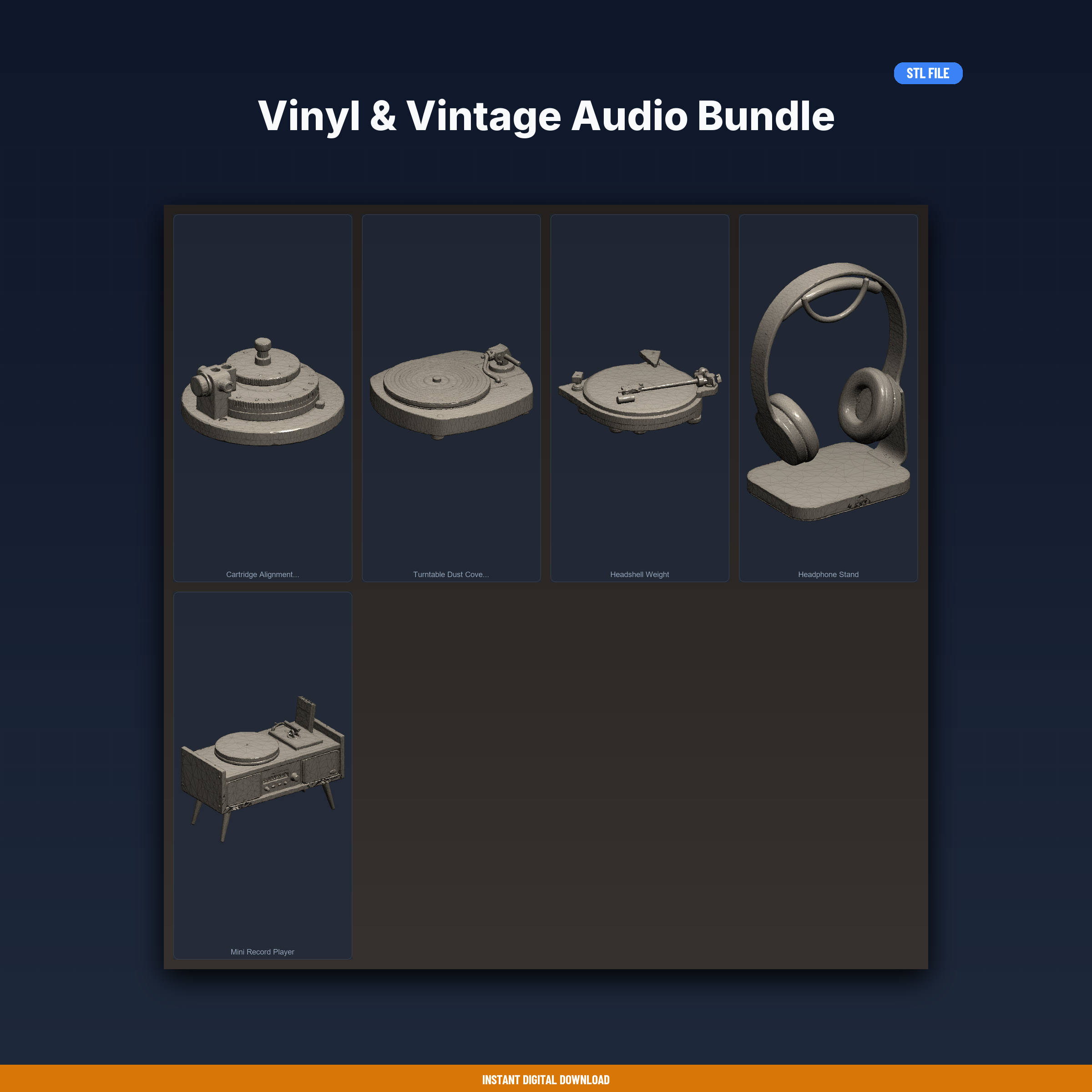 Vinyl & Vintage Audio Bundle - 5-Model STL Bundle