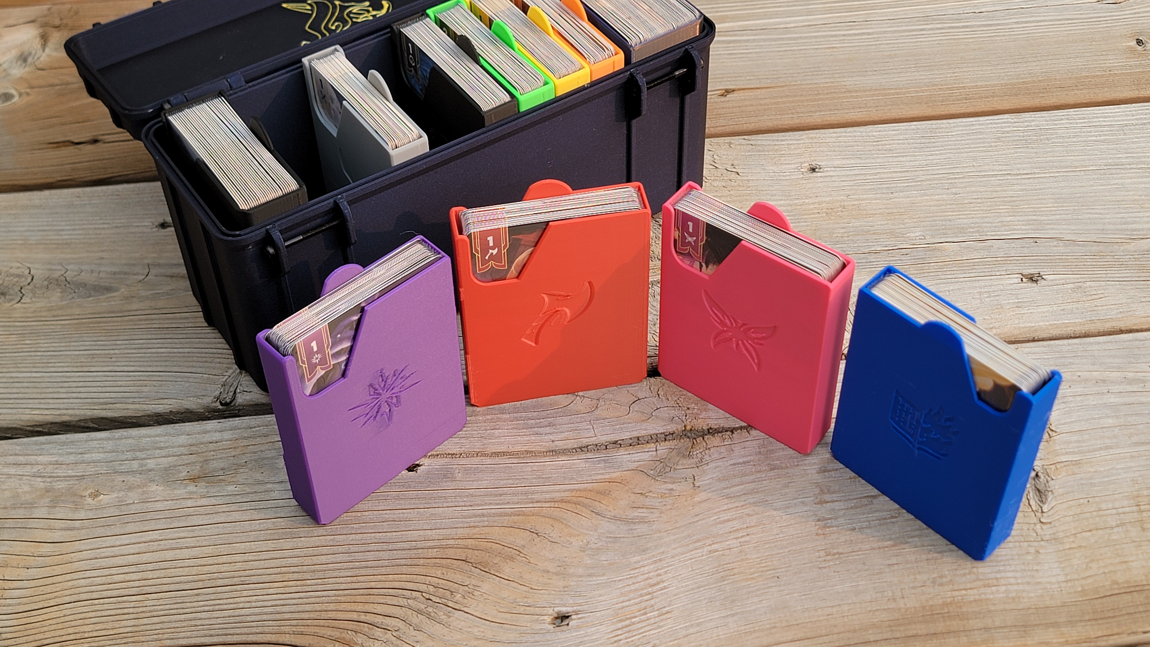 Daggerheart card box with coloured & engraved baskets
