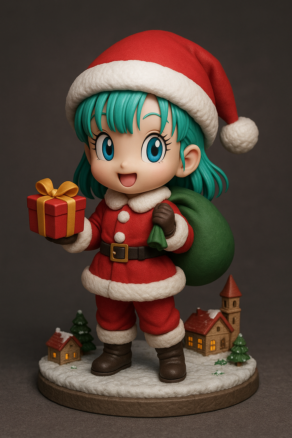 Bulma Santa Chibi – Figura 3D Navideña