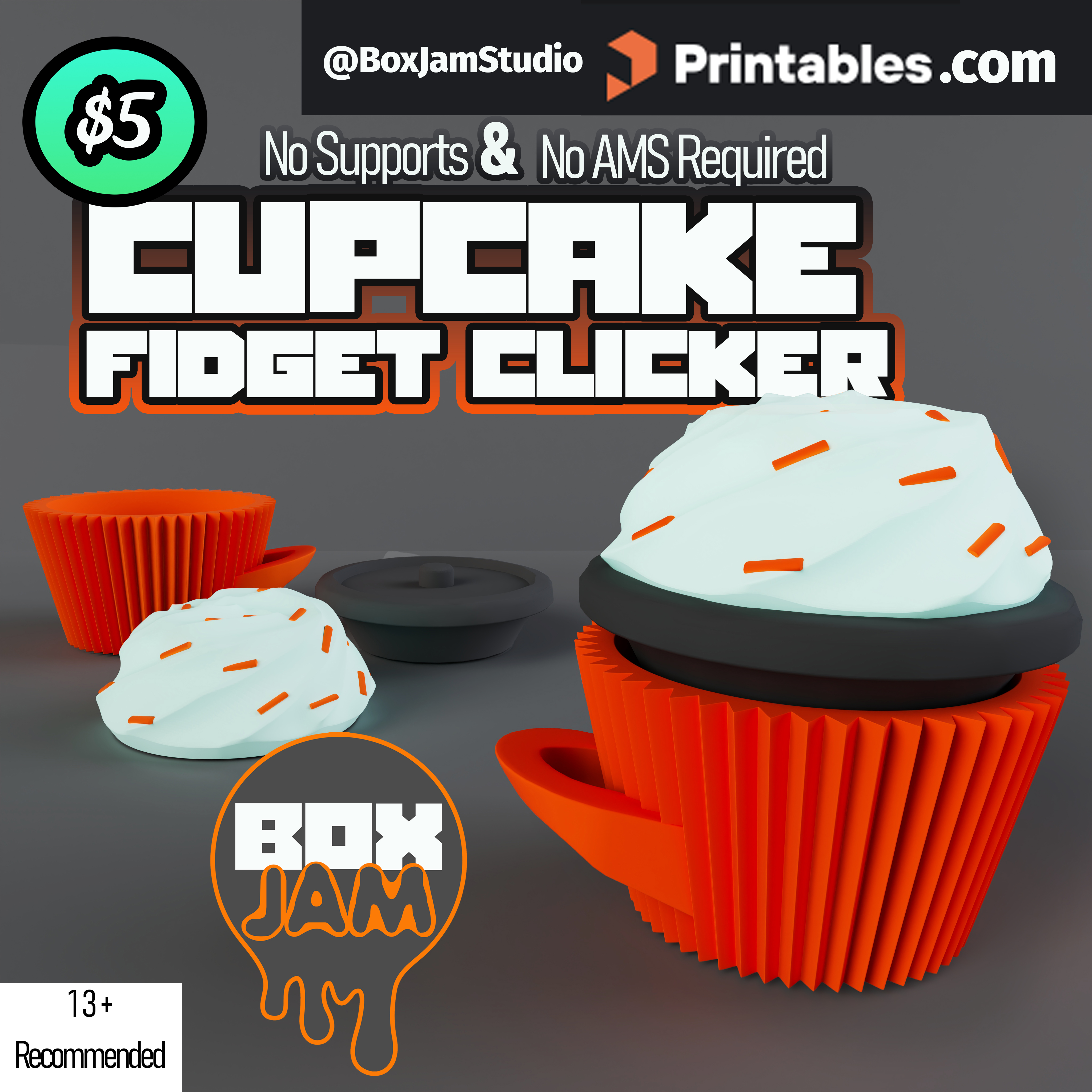 Cupcake Fidget Clicker (No supports)