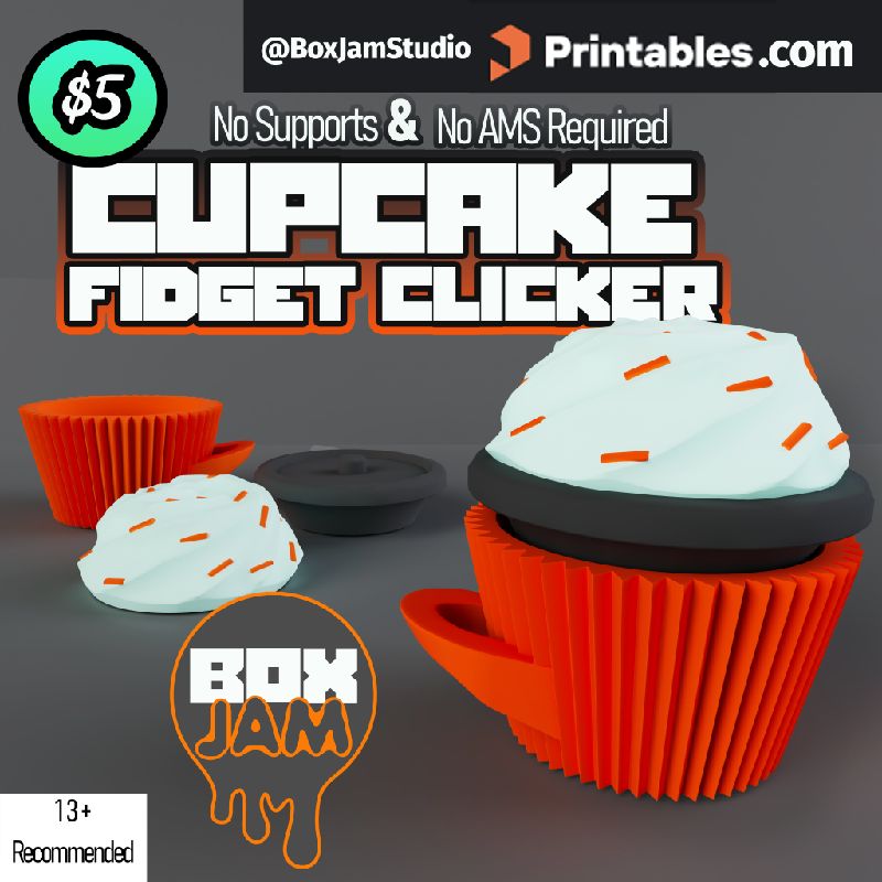 Cupcake Fidget Clicker (No supports) by BoxJamStudio | Download STL ...