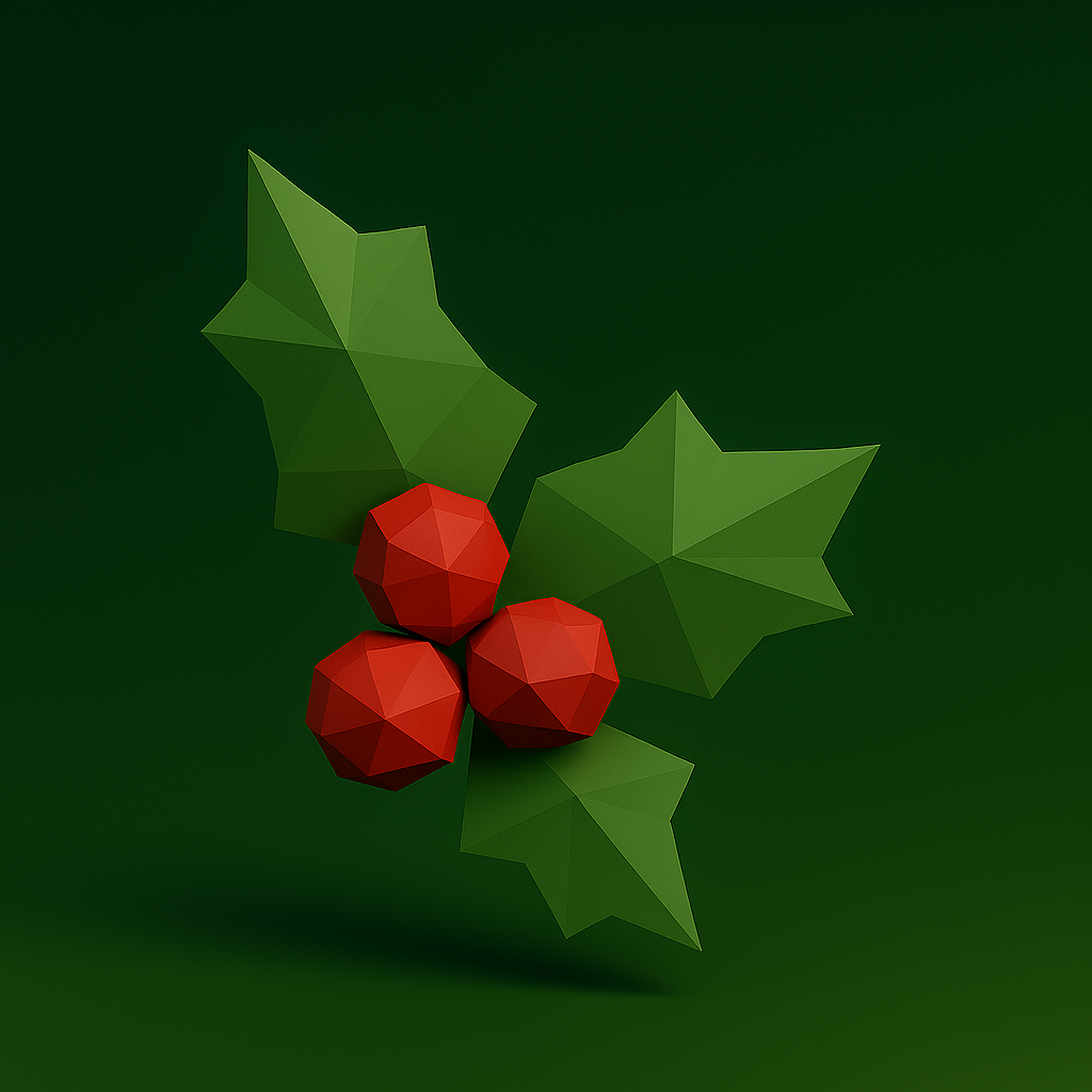 Low Poly Holly Leaf 3D Model