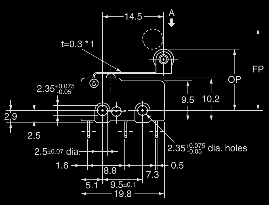 Miniatura 3 do modelo 3D Micro switch / Limit switch mount
