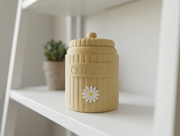 Ribbed Coffee Storage Jar with Daisy Detail