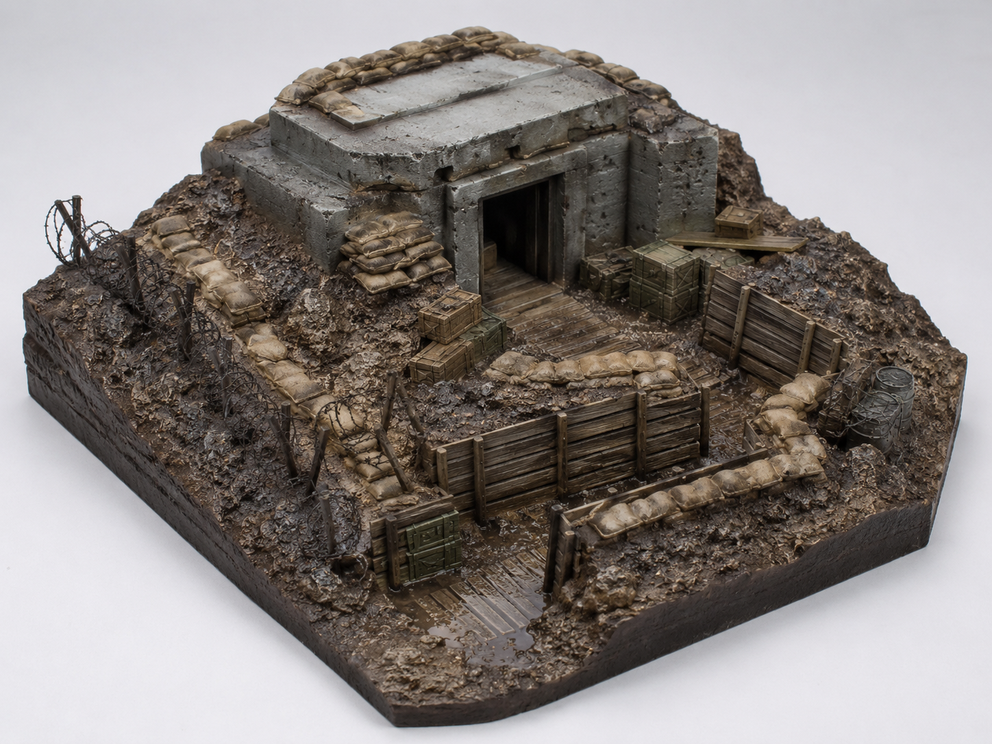 Schützengraben- und Bunkerszene/Trench and bunker scene