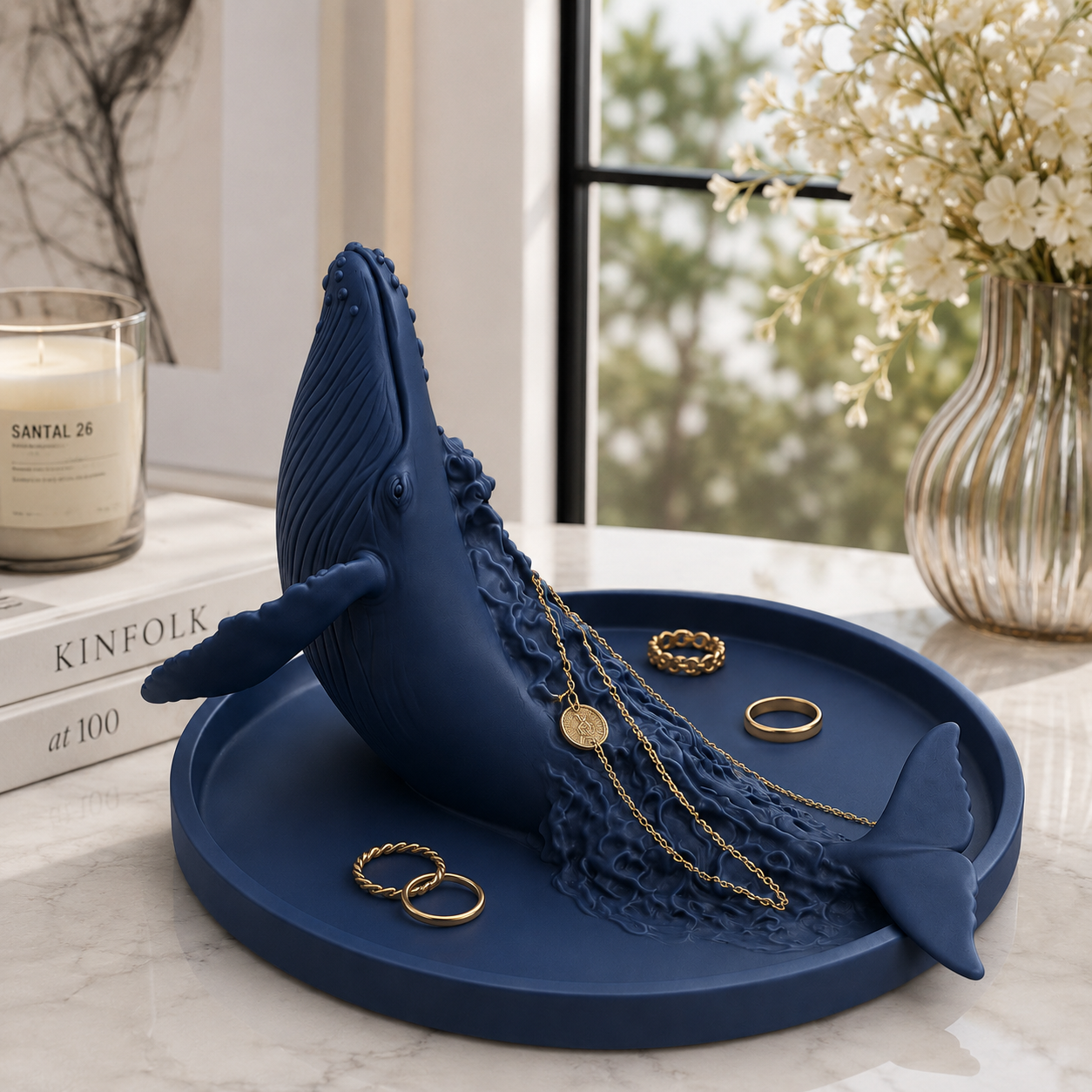 Humpback Whale Jewelry Dish STL | Coastal Ring Holder Tray | Ocean Decor Organizer | 3D Print Whale Trinket Dish