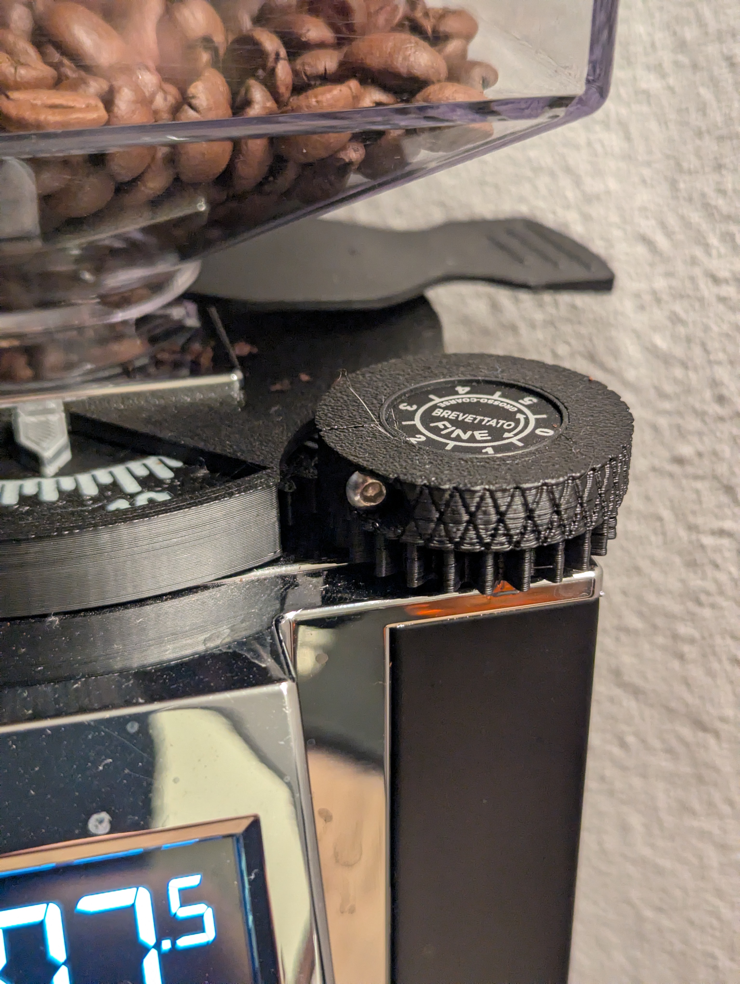 Eureka Mignon Magificio knob - no screw & clamped with M3 screw