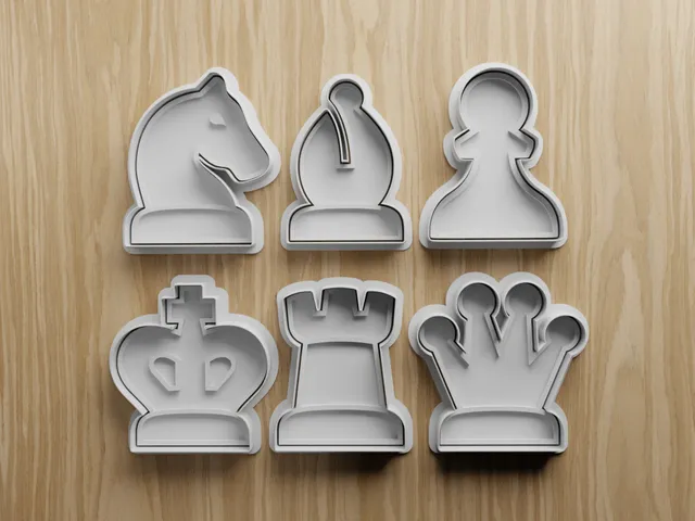 6-Pack Chess Cookie Cutter STL Bundle – 3D Printable King Queen Rook Bishop Knight Pawn
