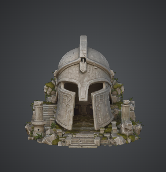 Ancient Warrior Helmet Temple – Giant Helmet Dungeon Entrance