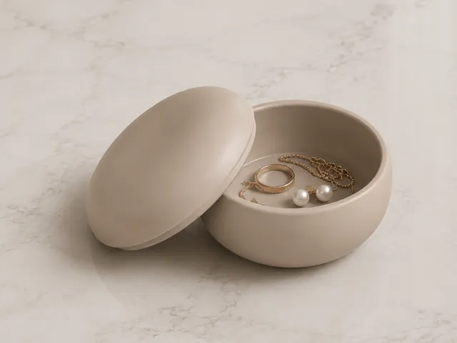 Lidded Container Storage Pebble Collection