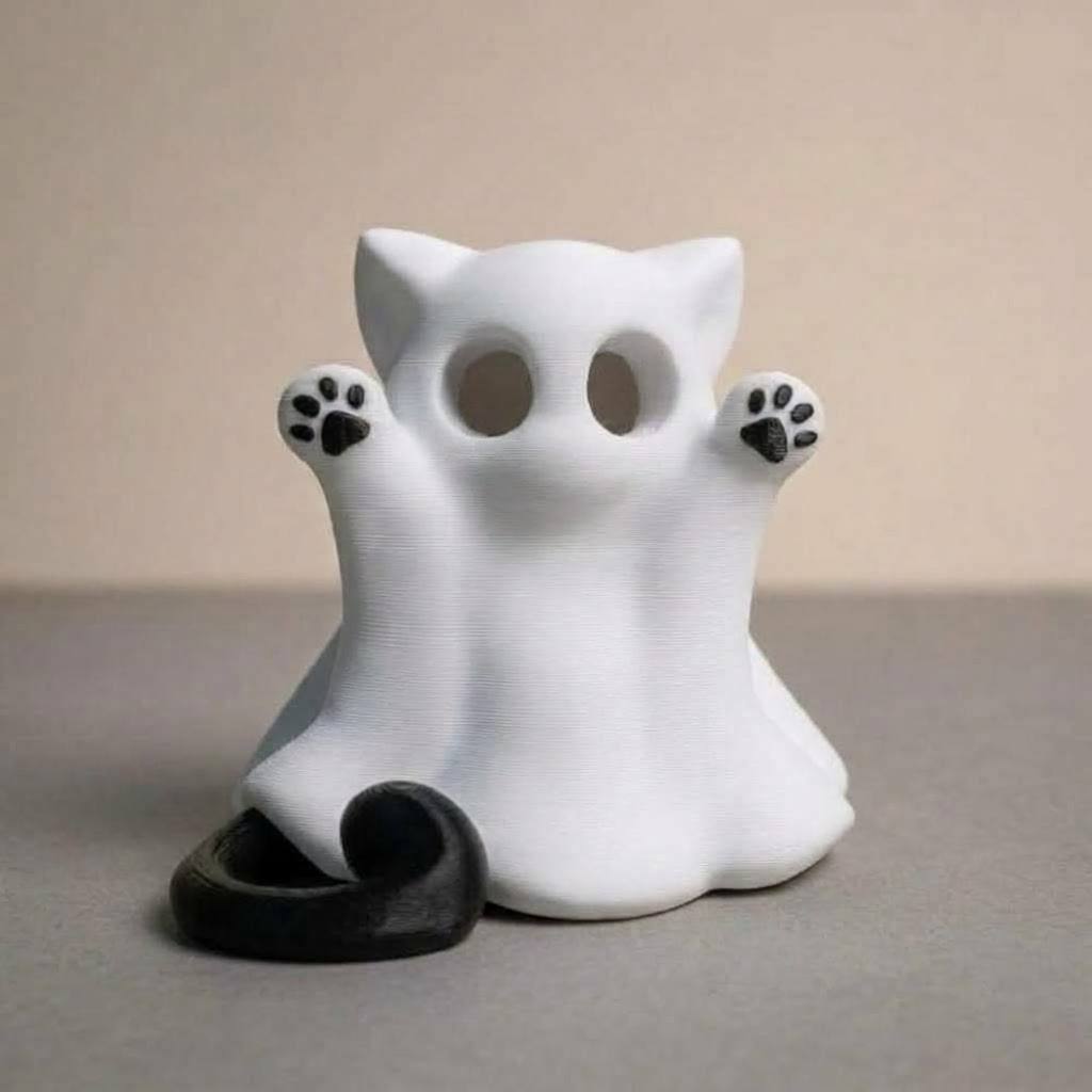 Cute Ghost Cat - Halloween Spooky Cat Toy and Desk Decor