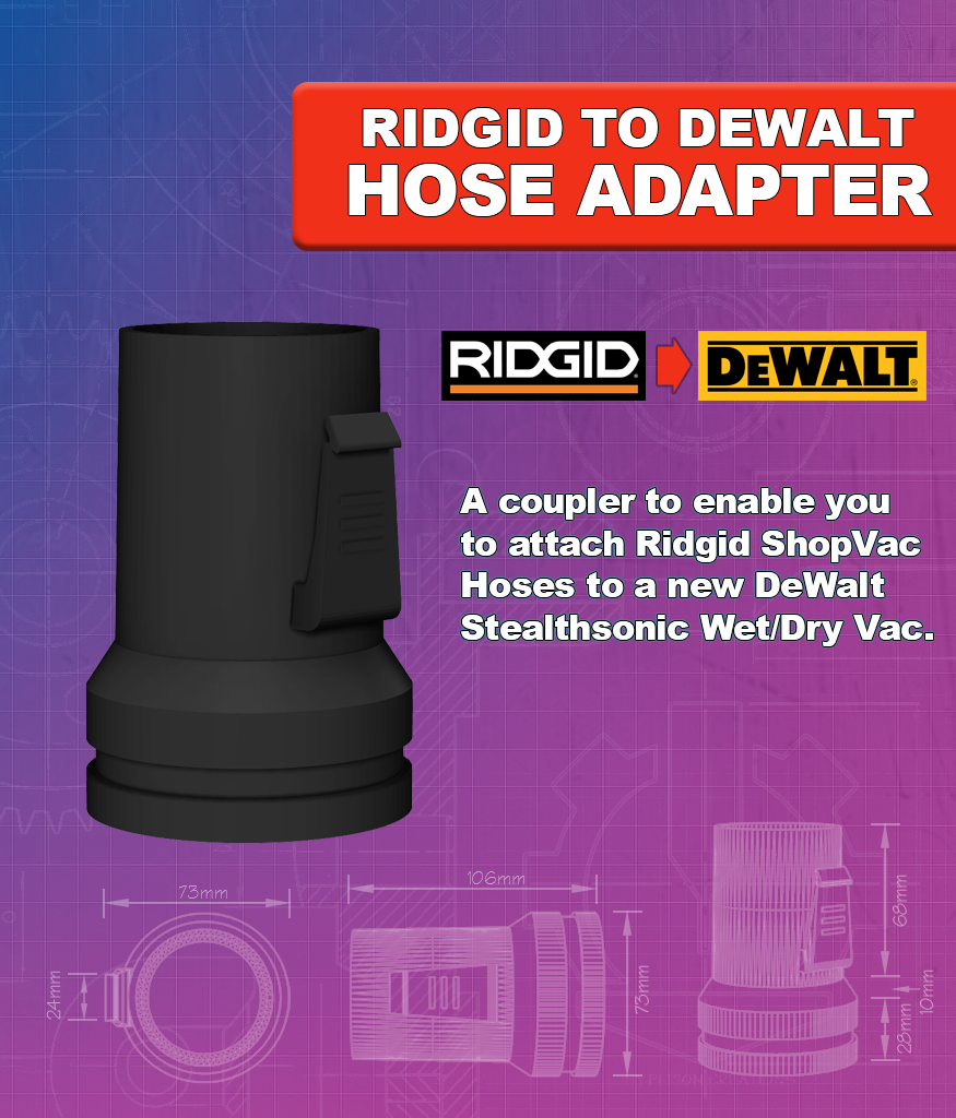 Ridgid to Dewalt Stealthsonic Hose Adapter