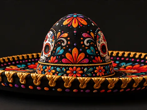 Día de los Muertos Sombrero | Mexican Sugar Skull & Floral Art