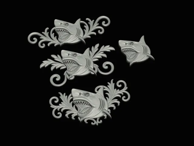 relief set fish shark animal symbol model