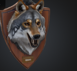 wolf head mounted