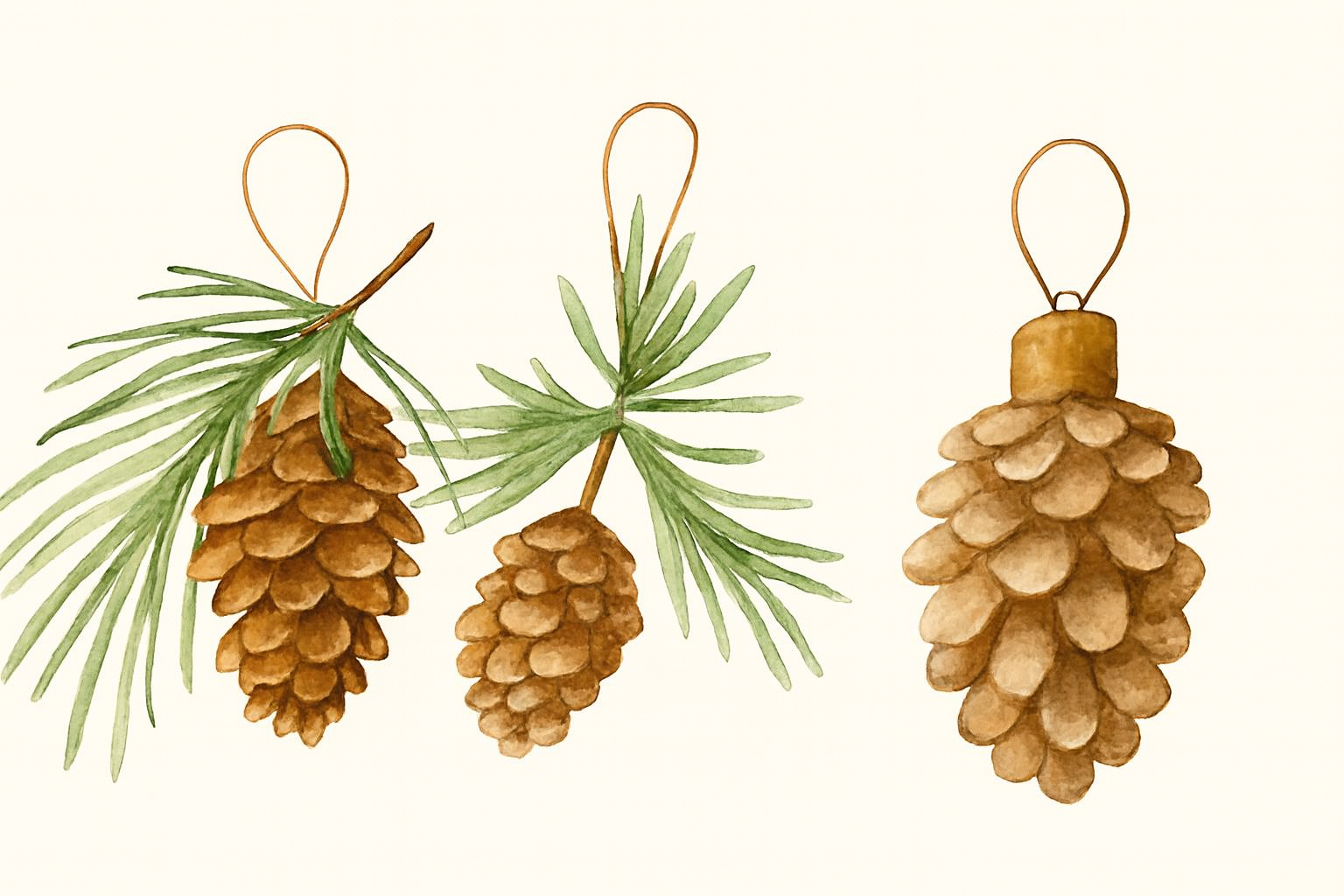 Vánoční ozdoby ve tvaru šišek/Christmas decorations ornaments in the shape of pine cones