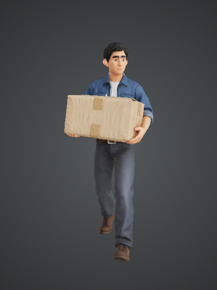 Delivery Worker with Package 3D Printable Model – Courier Character Figure