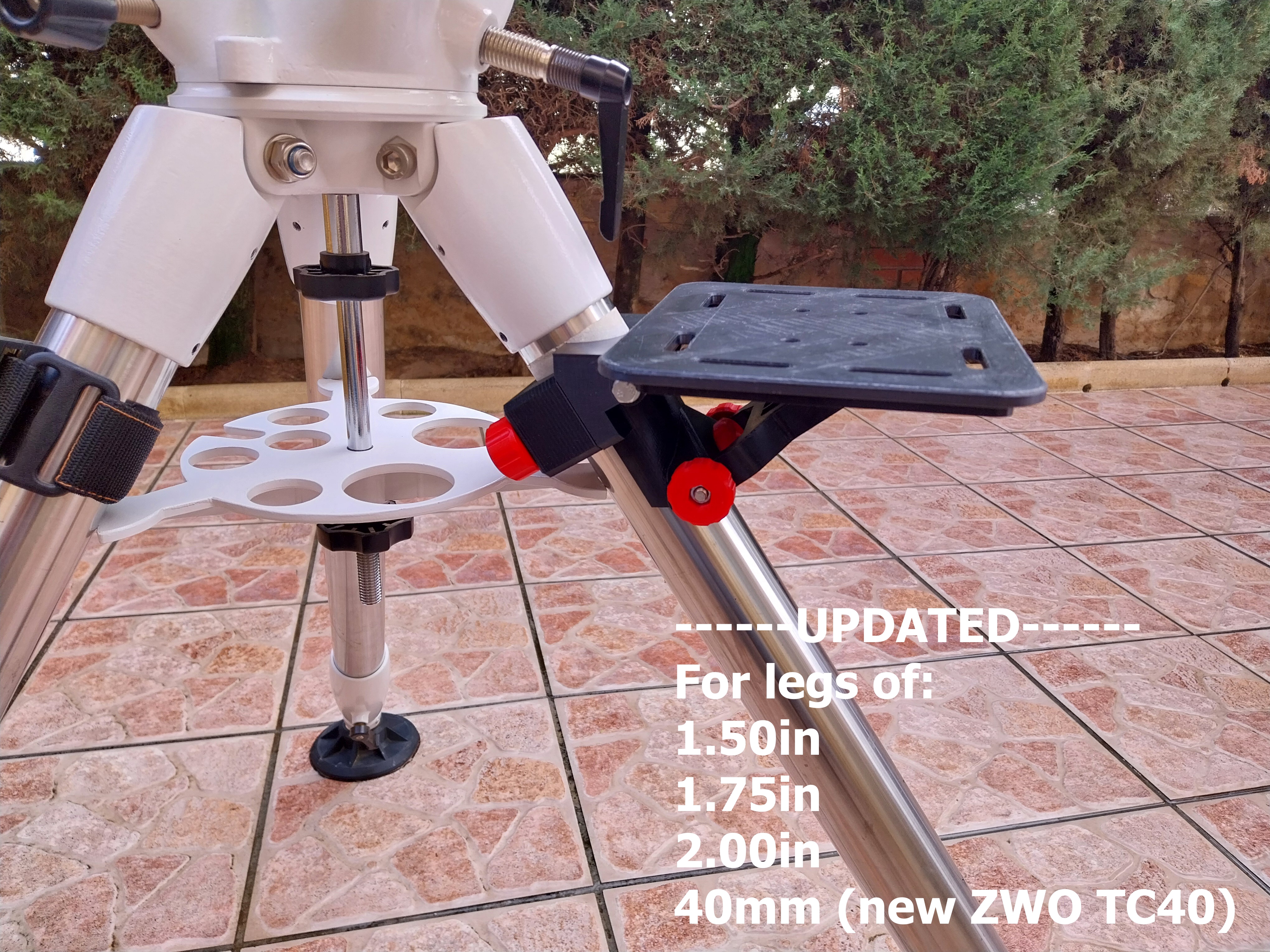 Adaptable tray for telescope tripod (diameter 1.5 - 1.75 - 2 inch and 40mm)