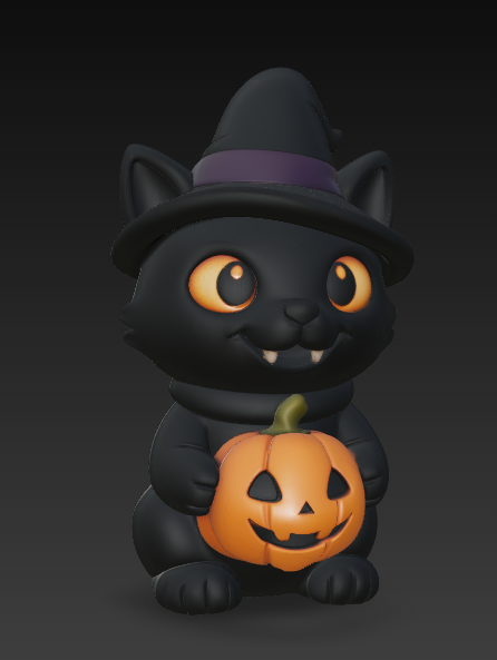 Halloween Schwarze Katze mit Kürbis