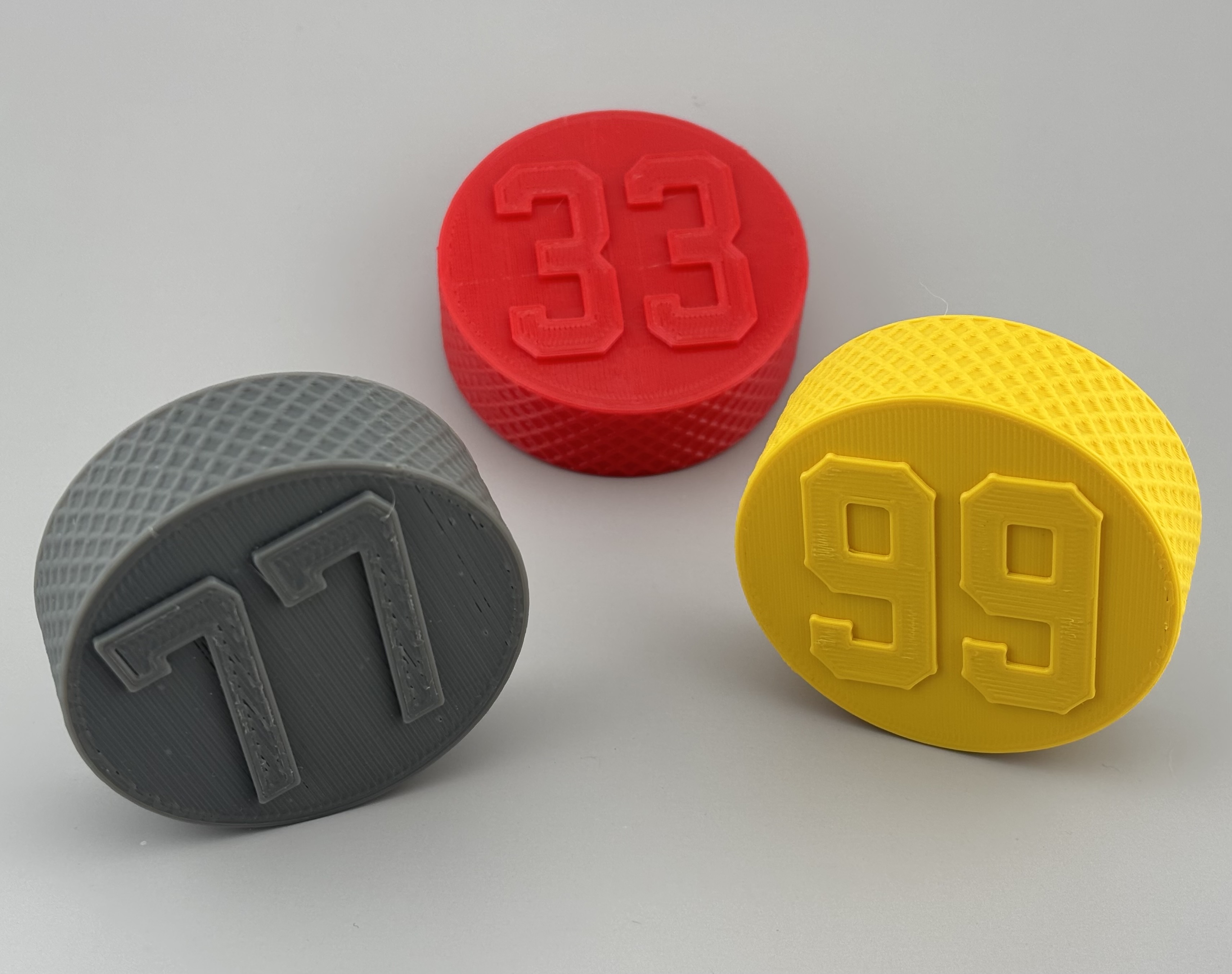 Hockey Puck with Embossed Jersey Number and Knurled Edge - You Choose 1-99 3D model by m_collectable
