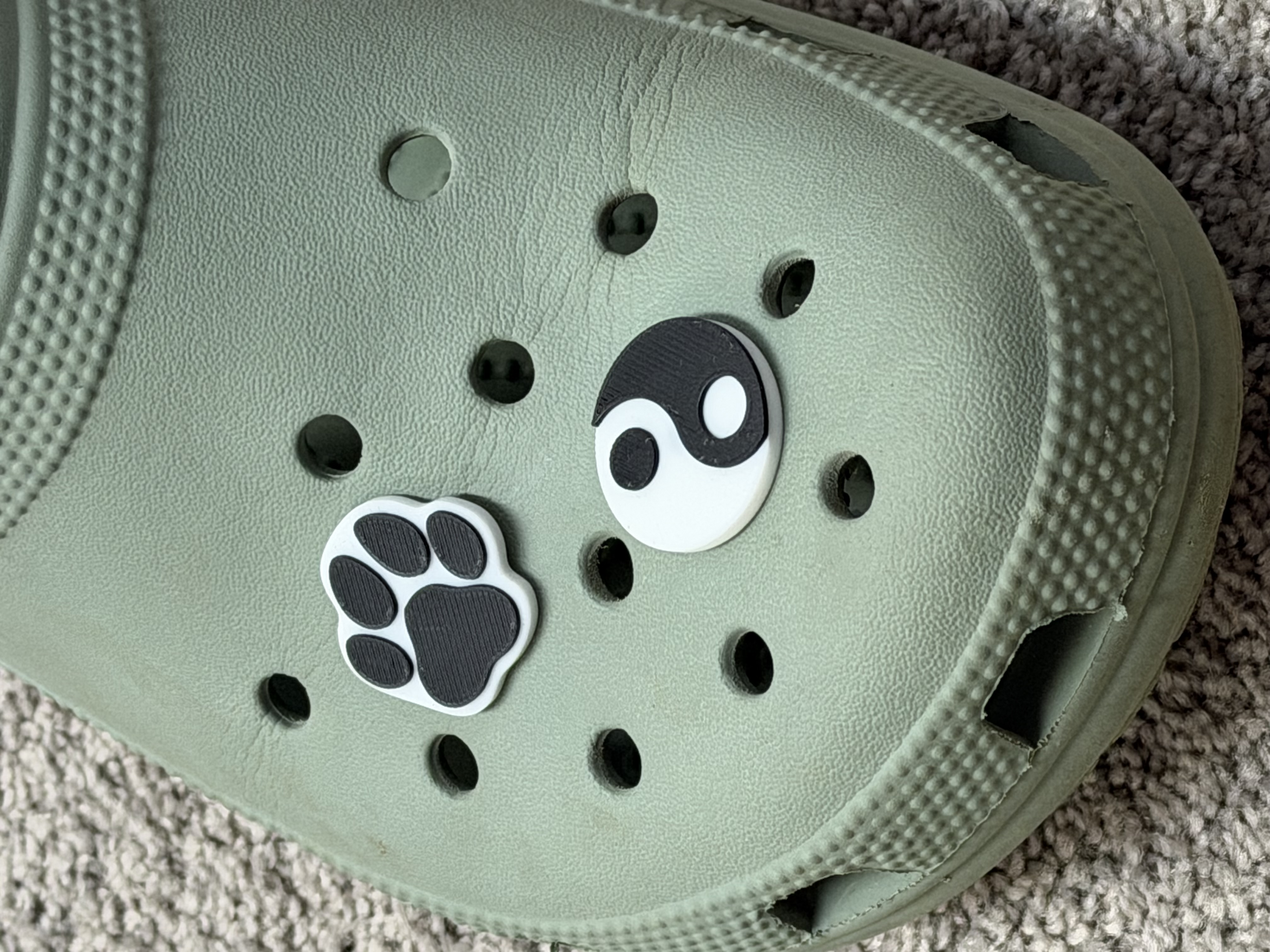 Dog Pawprint and Yin & Yang Clog Charms / Croc Jibbitz