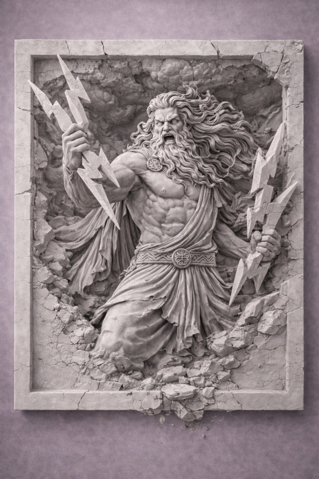 Zeus Greek God Bas Relief Wall Sculpture – 3D Printable STL