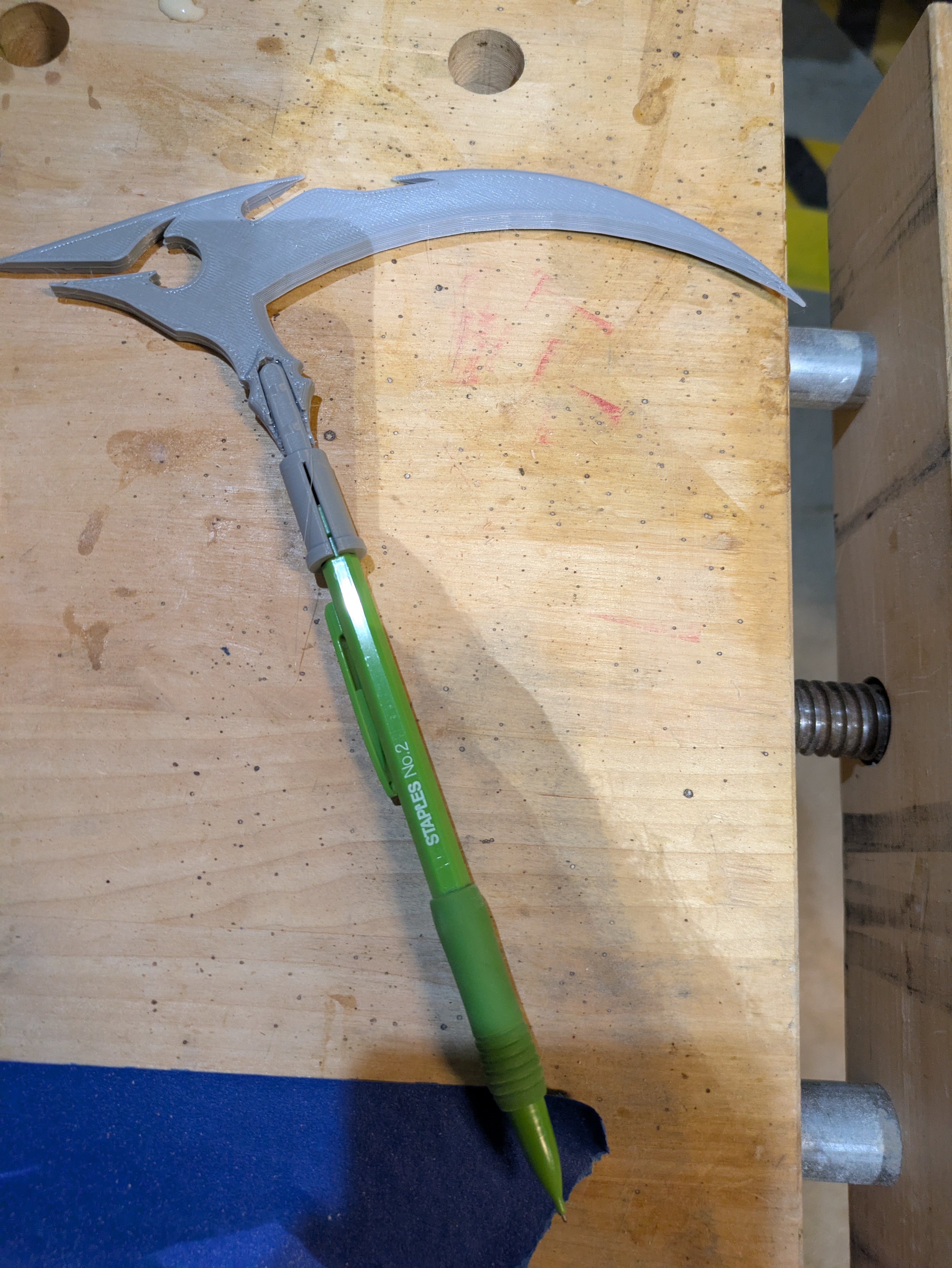 Fancy scythe topper for pencil polearms