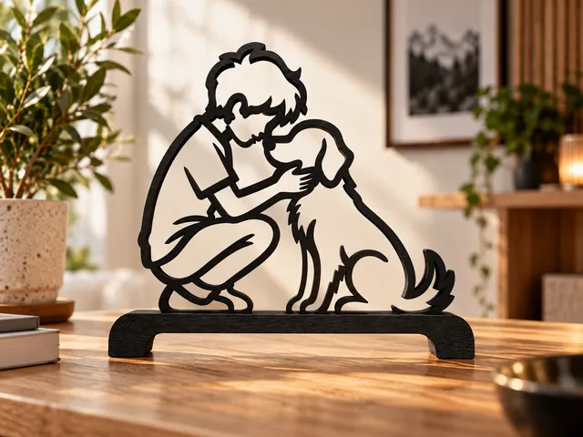 Forever Friends Human and Dog Silhouette Table Decor