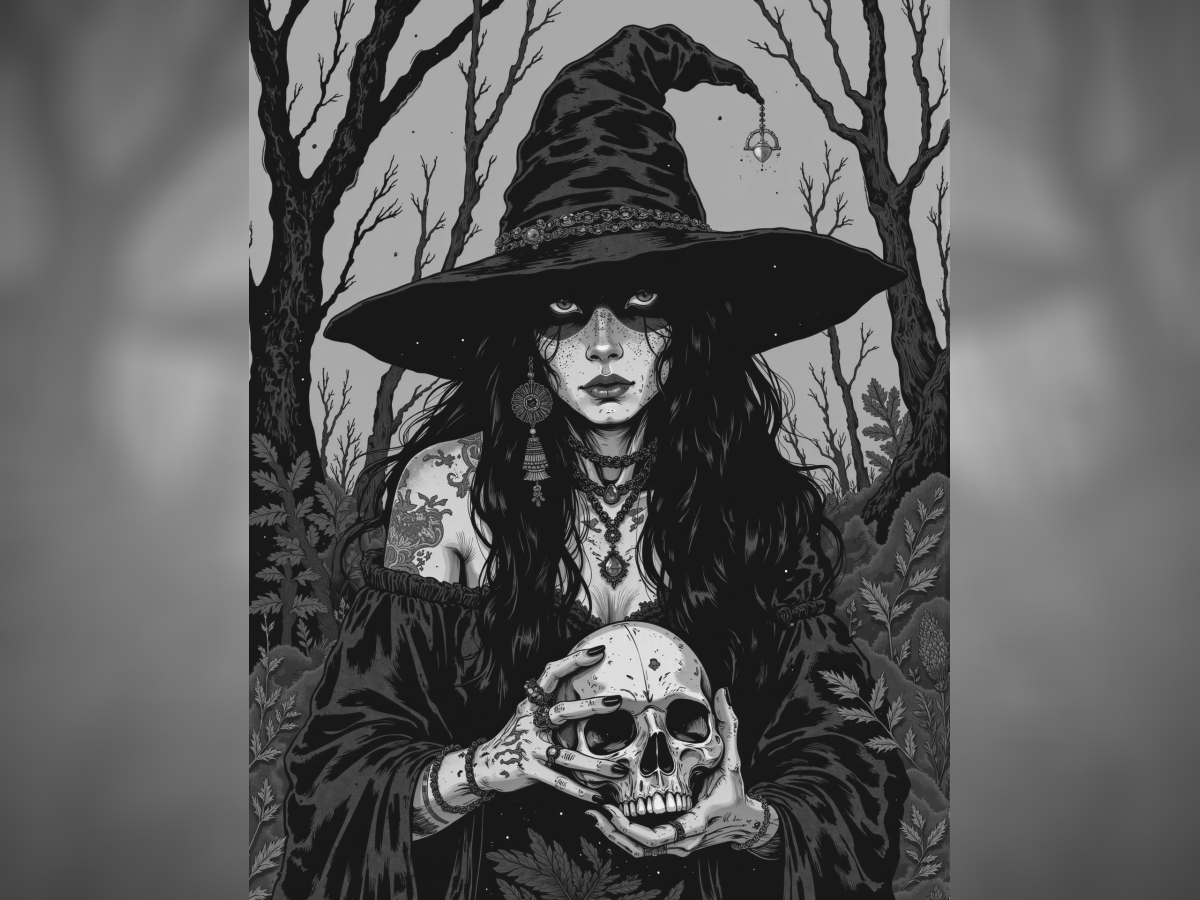 Witch with a Skull