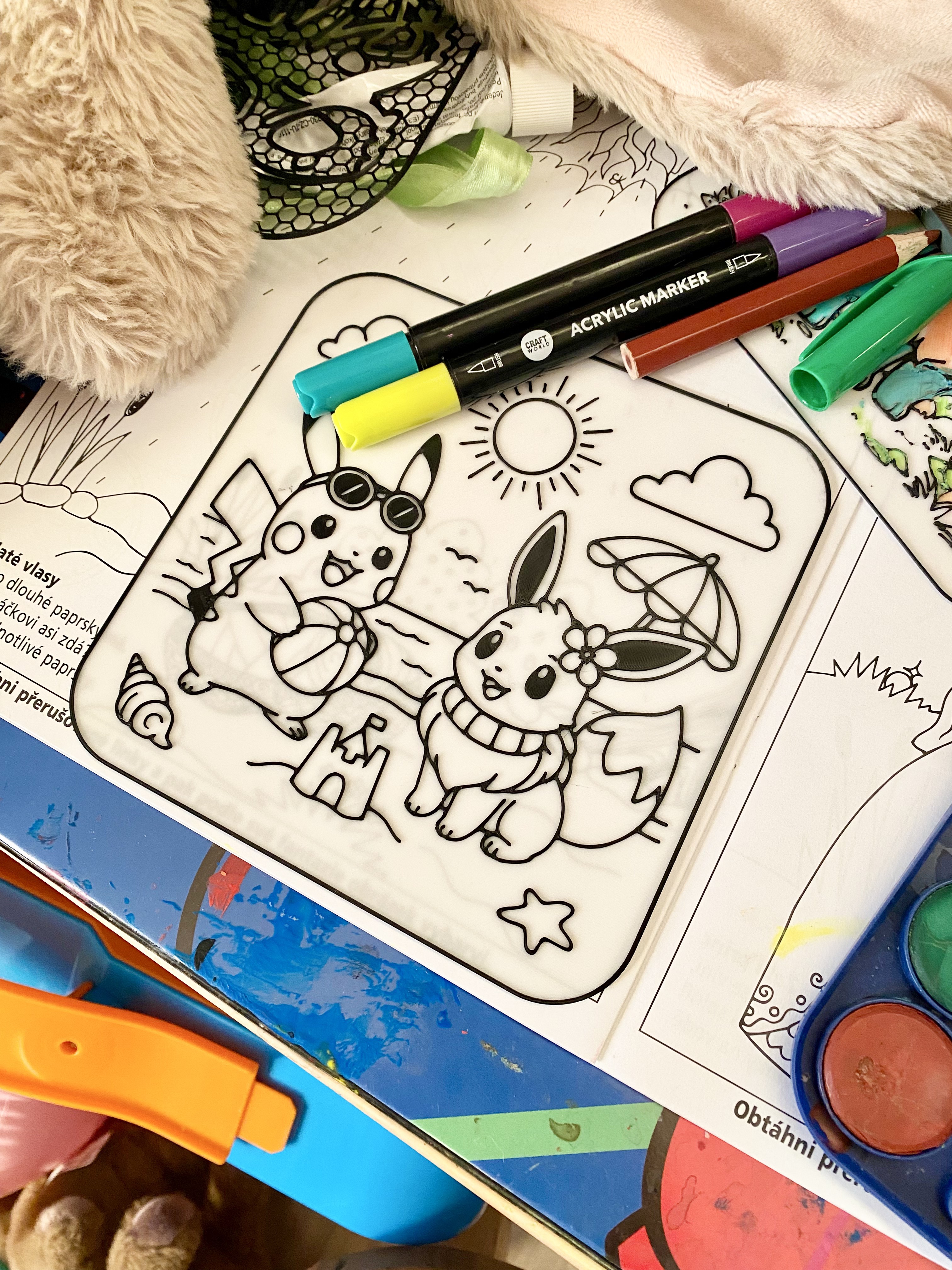 Pikachu and Eevee Pokemon Coloring Page for Kids
