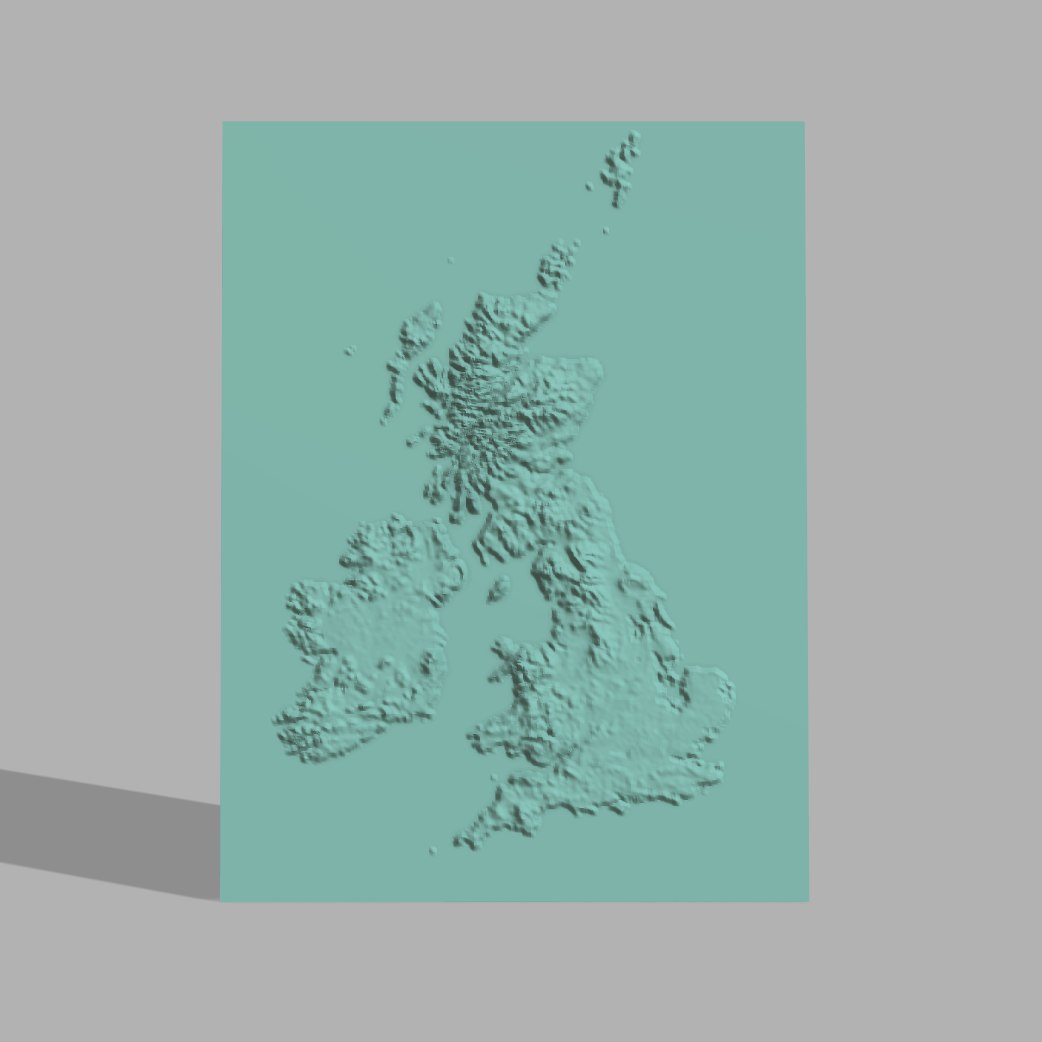UK + Ireland(British Isles) Height Map Card