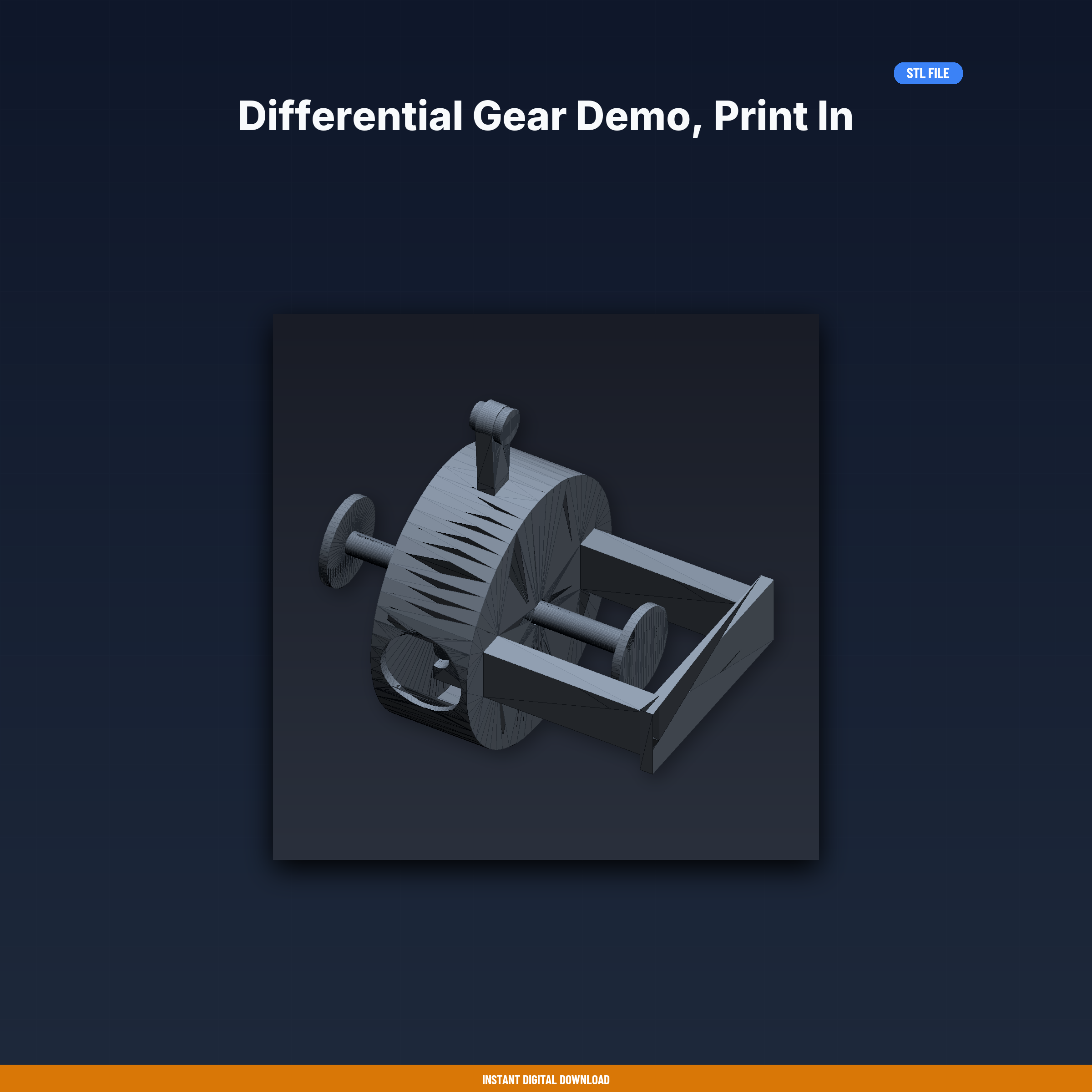 Differential Gear Demo, Print in Place, Bevel Gears, Automotive - 3D Printable STL File