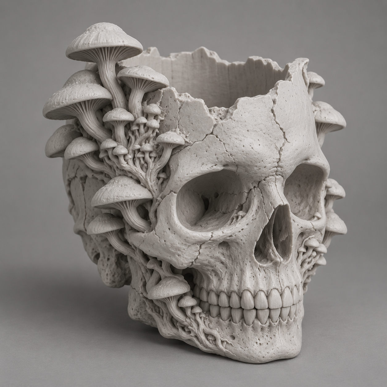 Mushroom Skull Planter - Gothic Bowl and Catchall