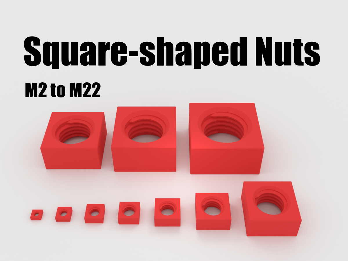 M2 - M22 square-shaped Nuts (incl. STEP)
